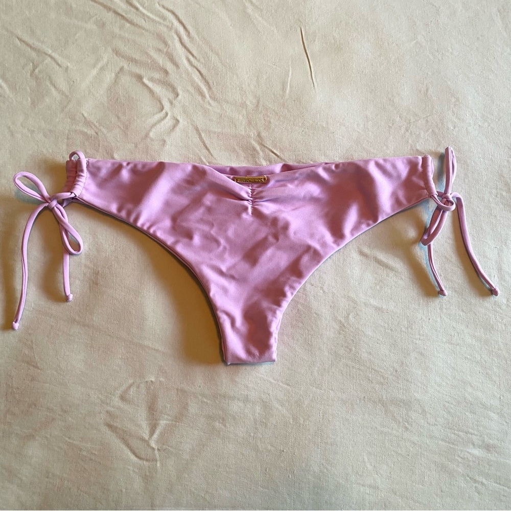 San Lorenzo Tie-Sides Purple Scrunch Brief Thong Brazilian Bikini Bottom